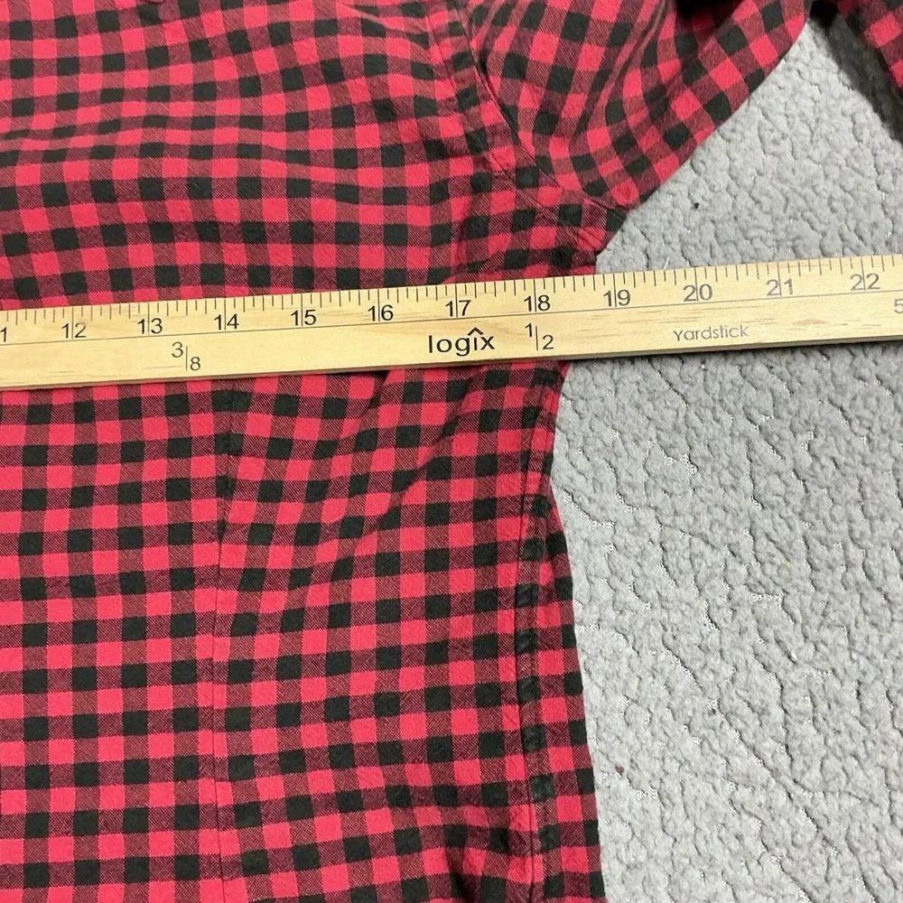 Polo Ralph‎ Lauren Shirt Mens Medium Red Black Gingham Pearl Snap Western Cowboy